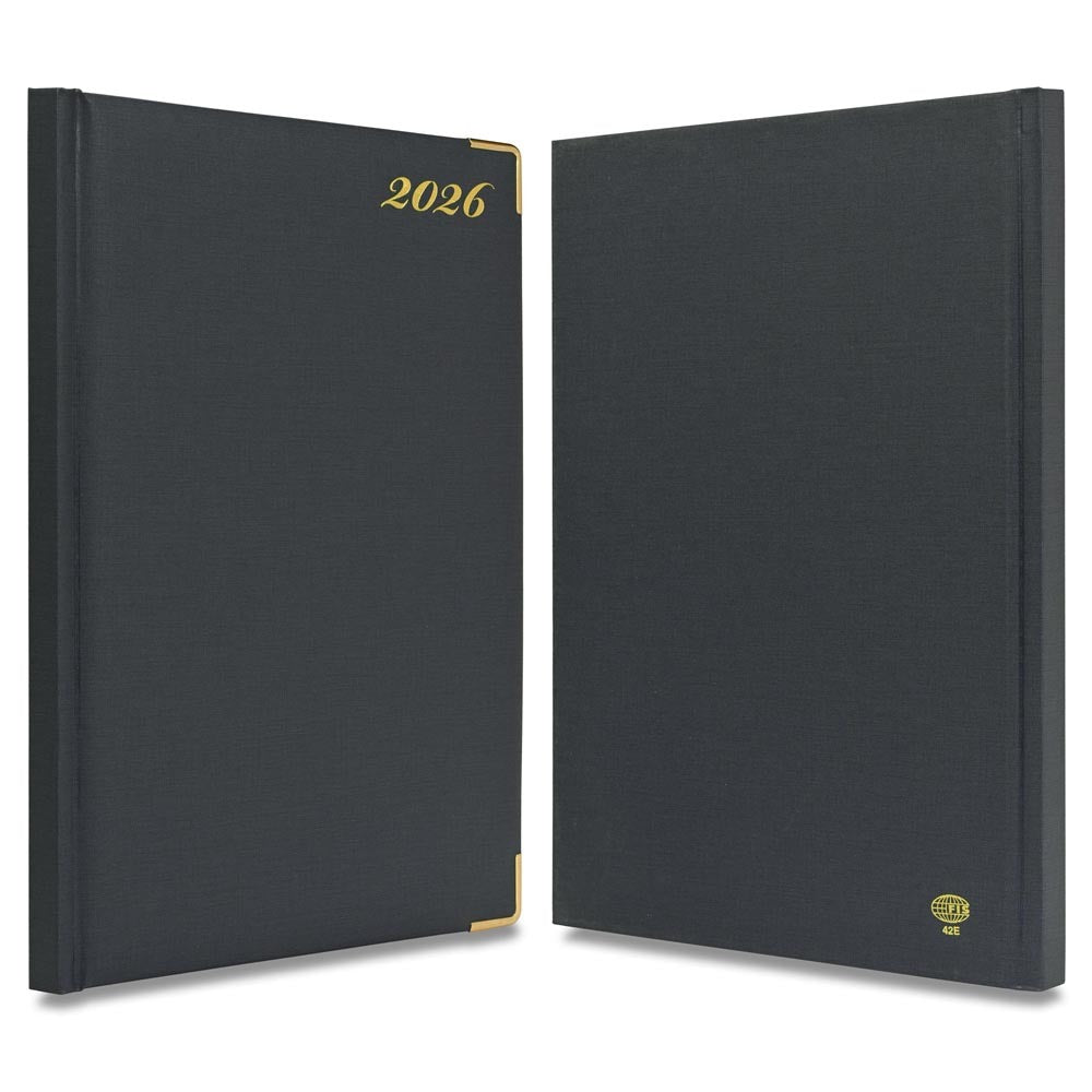 FIS Grey A4 Golden Corner Hard Cover Vinyl 2026 Diary-FSDI42E26GY Secondary image