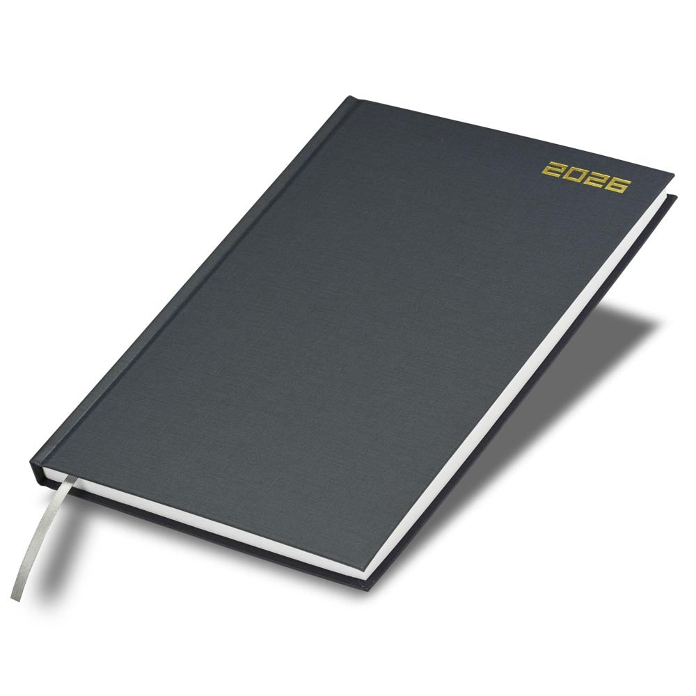 FIS Grey A4 Hard Cover Vinyl 2026 Daily Diary-FSDI41E26GY Main image