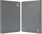 FIS Grey A4 Leather Gold Edge Arabic-English 2026 Diary - FSDI45AEGB26GY - Al Masam Stationery LLC