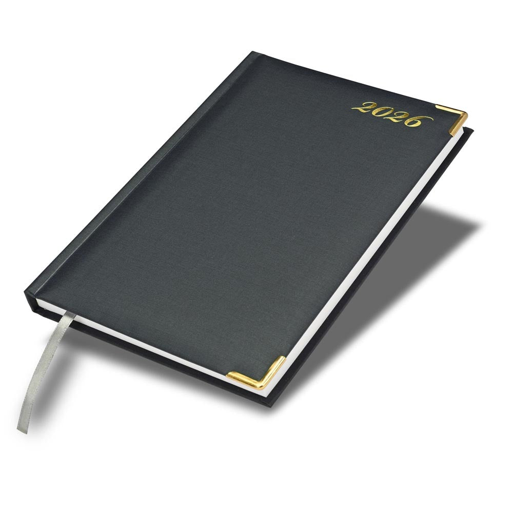 FIS Grey A5 Golden Corner Hard Cover Vinyl 2026 Diary-FSDI22E26GY Main image
