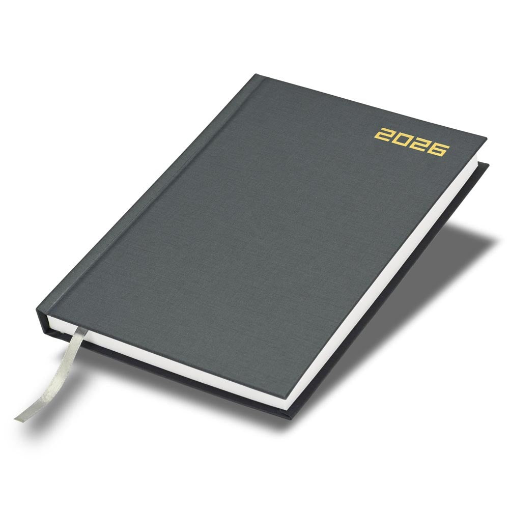 FIS Grey A5 Hard Cover Vinyl 2026 Diary-FSDI21E26GY Main image