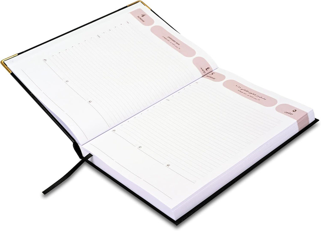 FIS Black 170×240 Hard Cover 2026 AE Diary - FSDI75AEV26BK - Al Masam Stationery LLC