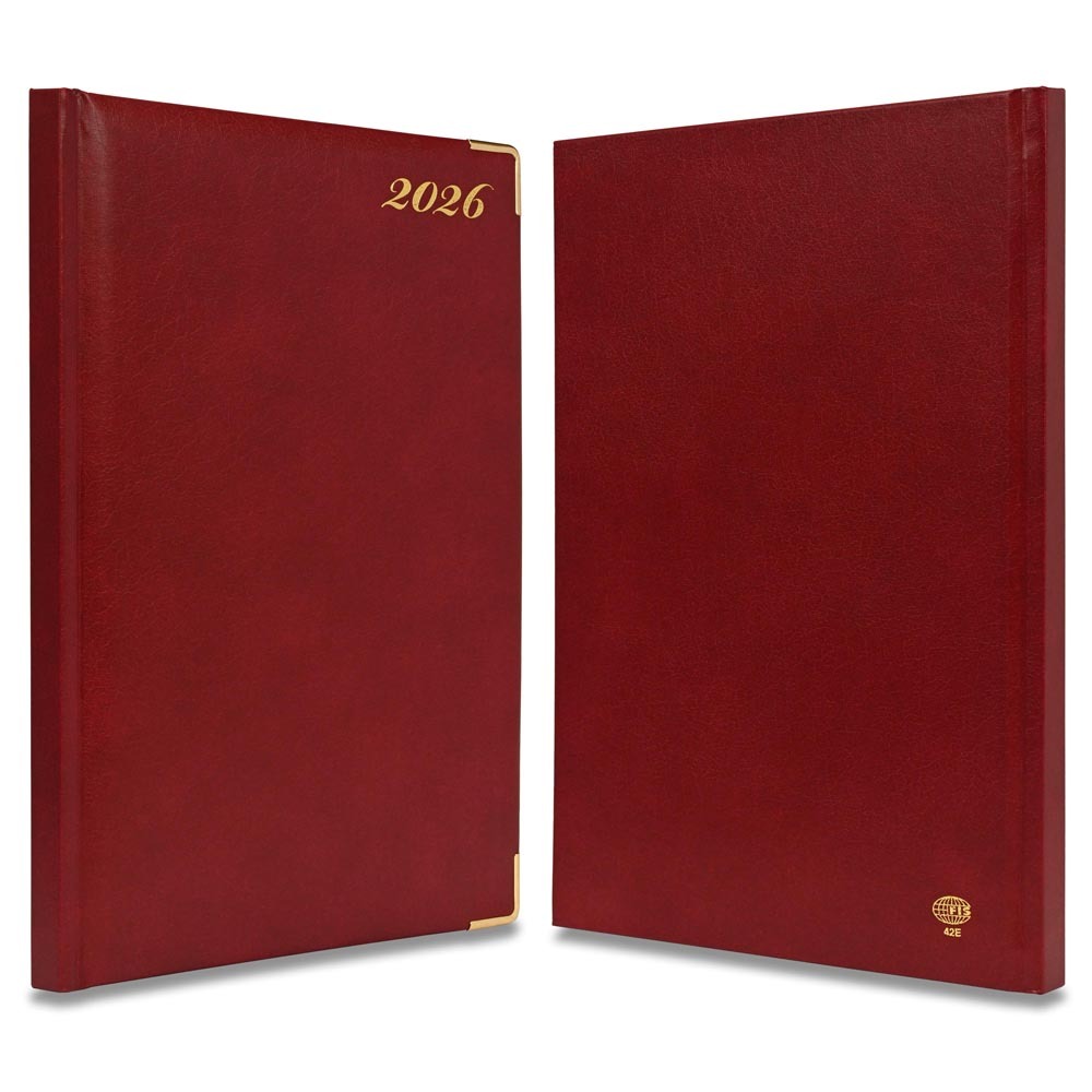 FIS Maroon A4 Golden Corner Hard Cover Vinyl 2026 Diary-FSDI42E26MR - Al Masam Stationery LLC