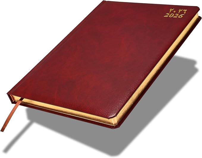 FIS Maroon A4 Leather Gold Edge Arabic-English 2026 Diary - FSDI45AEGB26MR Main image