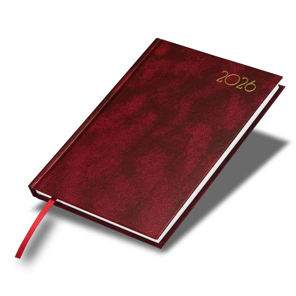 FIS Maroon A5 Hard Cover Vinyl 2026 Weekly Diary-FSDI90E26MR Main image