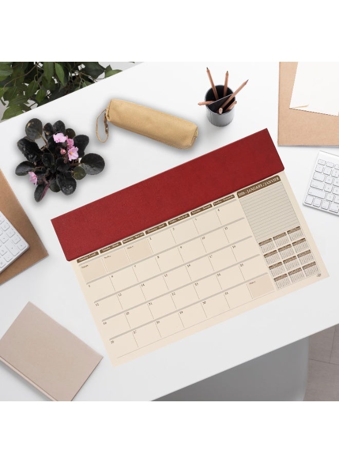 FIS Maroon PU Flap 490x340mm English-French 2026 Planner - FSDKPEF26MR - Al Masam Stationery LLC