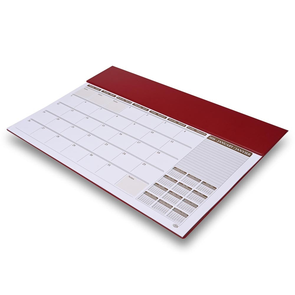 FIS Maroon PVC 490x340mm English-French 2026 Desk Planner - FSDK2EF26MR Main image
