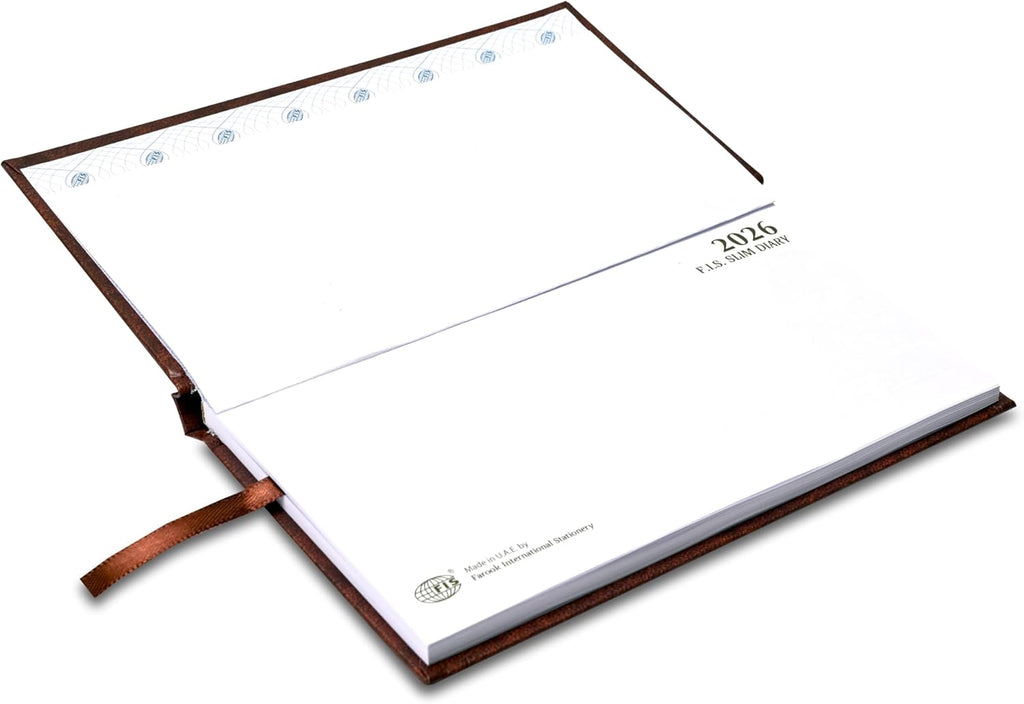 FIS Brown Slim Vinyl 2026 Weekly Diary - FSDI51E26BR - Al Masam Stationery LLC