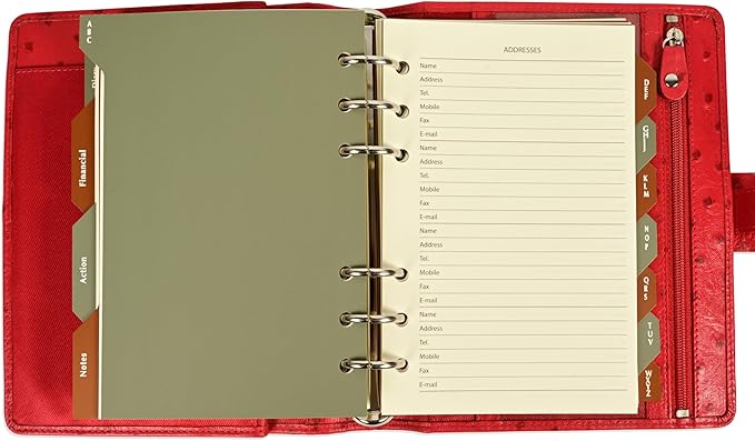 FIS Premium Struthio Leather Organizer 110x170mm – Red - Al Masam Stationery LLC