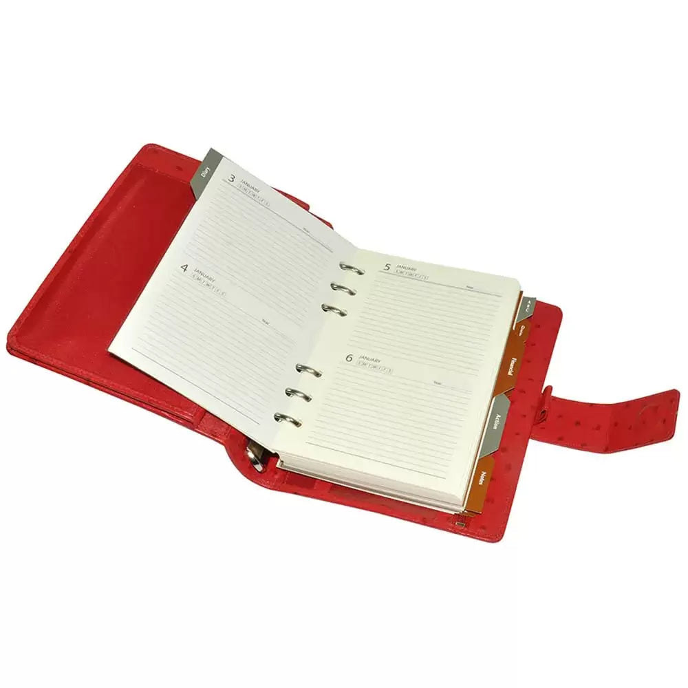 FIS Premium Struthio Leather Organizer 110x170mm – Red - Al Masam Stationery LLC
