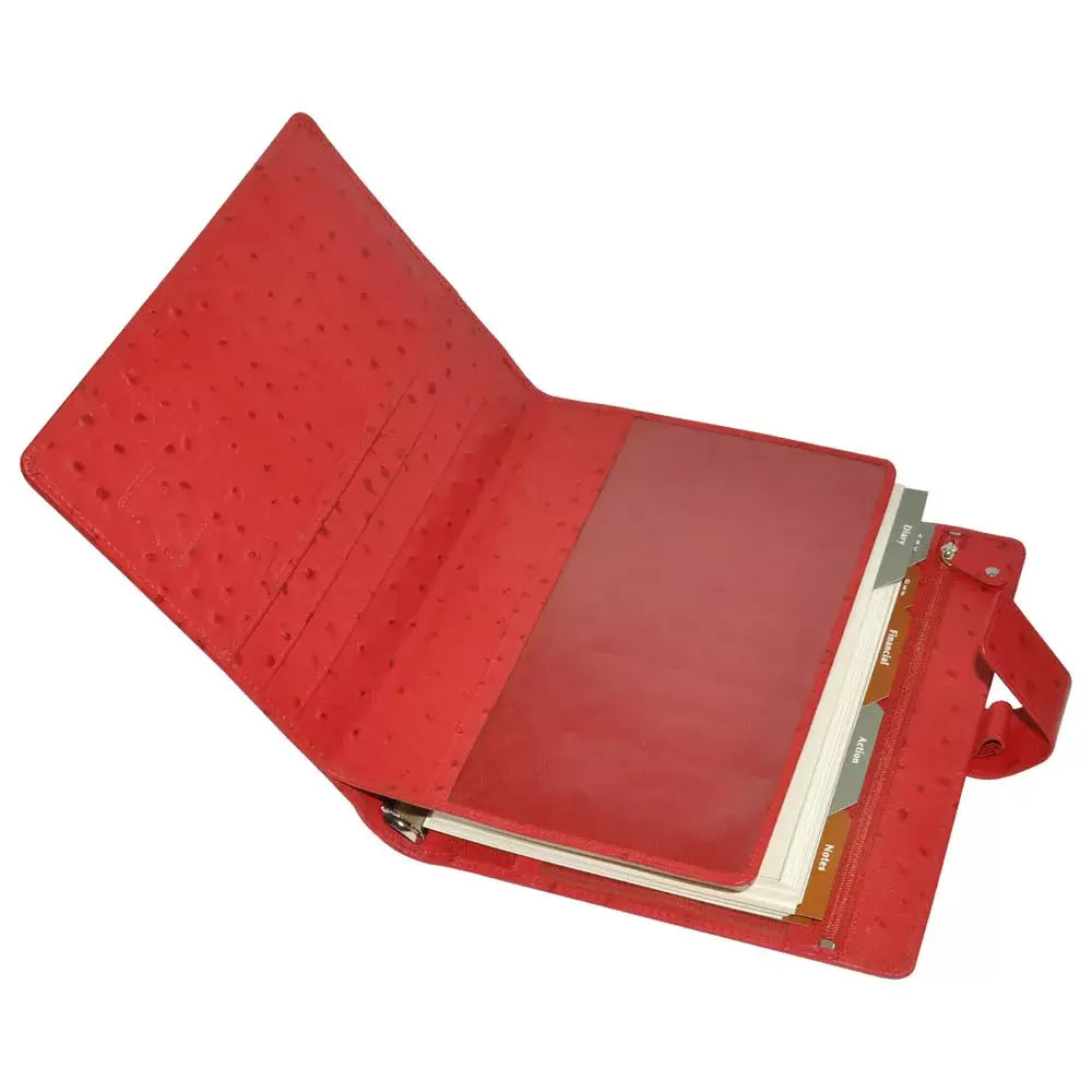 FIS Premium Struthio Leather Organizer A5 Size – Red - Al Masam Stationery LLC