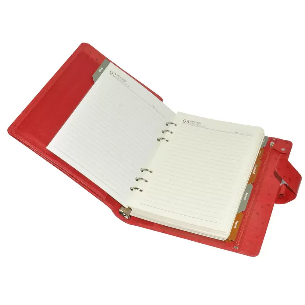 FIS Premium Struthio Leather Organizer A5 Size – Red - Al Masam Stationery LLC