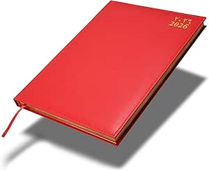 FIS Red A4 Vinyl Gold Edge Arabic-English 2026 Diary - FSDI43AEG26RE Main image