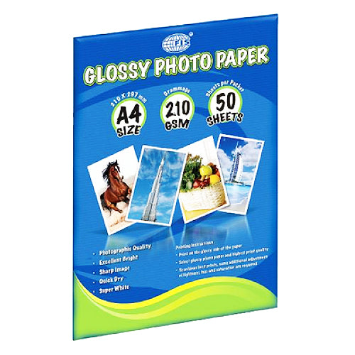 Photoglossy Paper (FIS) 210g A4 (Pack of 50sheets) - Al Masam Stationery LLC Main image