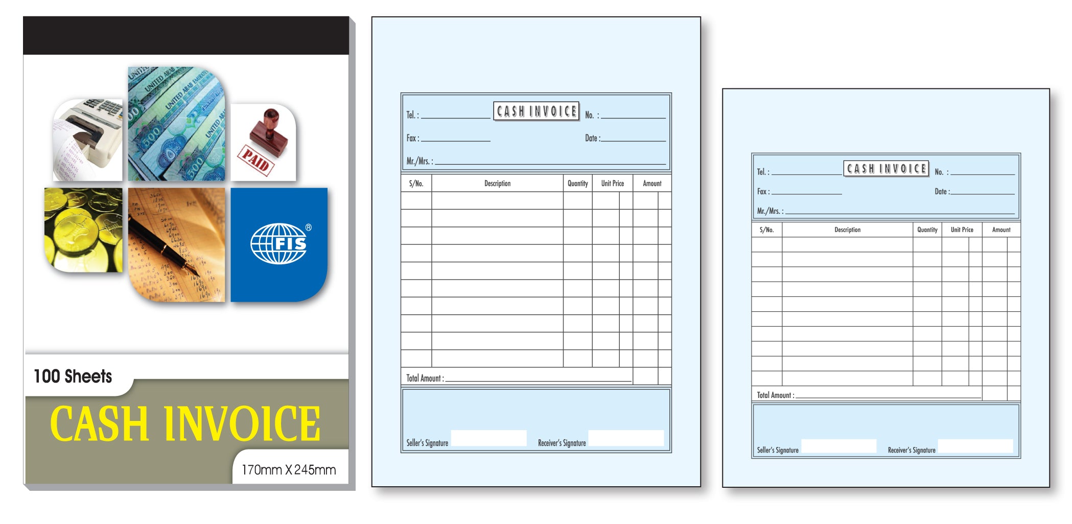 FIS Cash Invoice English 170 x 245mm - Al Masam Stationery LLC Main image