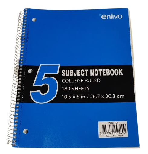 Enlivo 5 Subject Notebook - Al Masam Stationery LLC