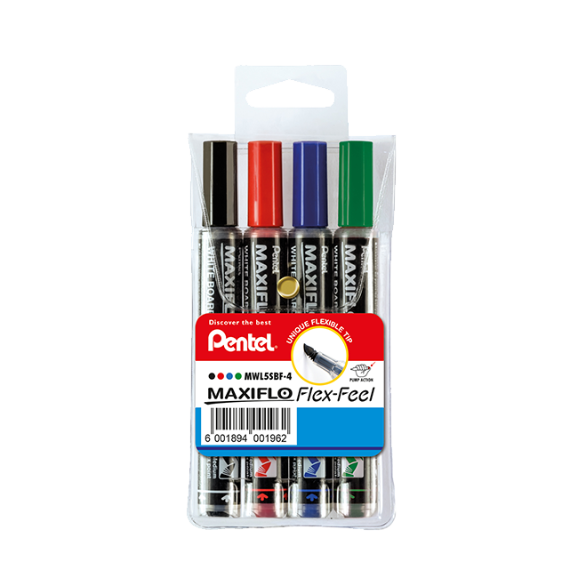 Pentel MWL5SBF Maxiflo W.B Marker Flex-Feel - (4 Pcs) - Al Masam Stationery LLC
