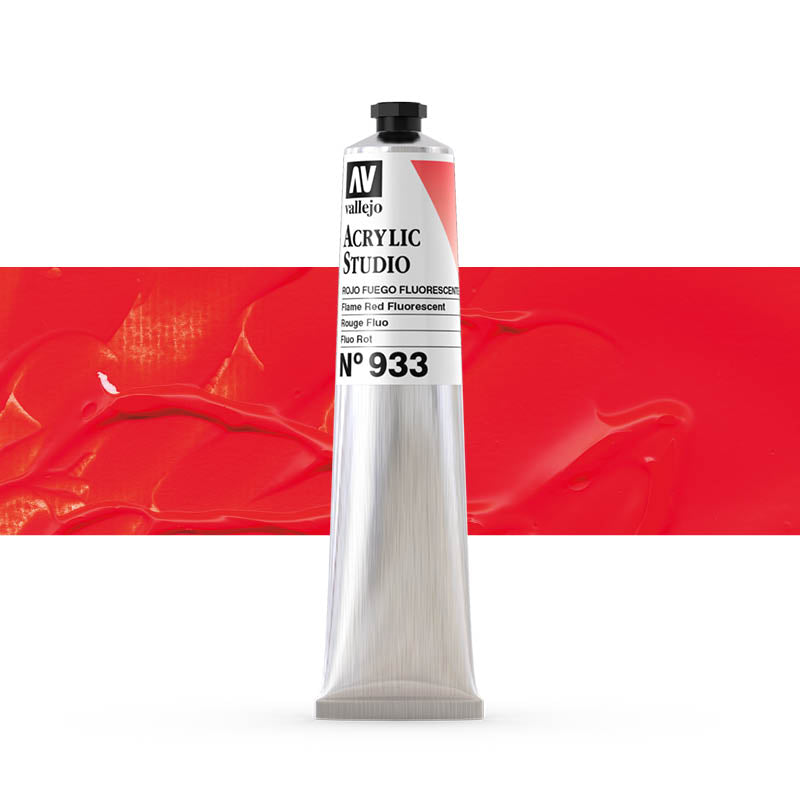 Vallejo ACRYLIC STUDIO FLUO 33:58ML. FLUORESCENT FLAME RED - Al Masam Stationery LLC