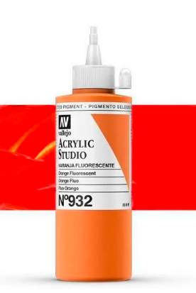 Vallejo ACRYLIC STUDIO FLUO 932:200ML. FLUORESCENT ORANGE - Al Masam Stationery LLC