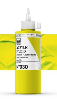 Vallejo ACRYLIC STUDIO FLUO 930:200ML. FLUORESCENT YELLOW - Al Masam Stationery LLC