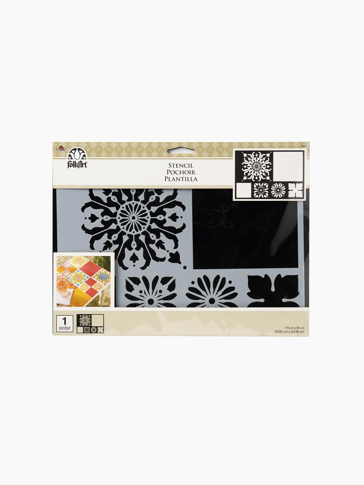 Folk Art Mylar Motif & Tile Stencil- Mod Flower Tile - MSP 13236 - Al Masam Stationery LLC Main image