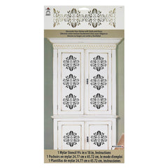Folkart Home Dcor Stencil Elegant Damask - Al Masam Stationery LLC