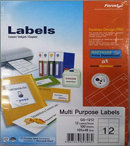 Formtec Labels 105x48mm 12 Labels Per Sheet Secondary image