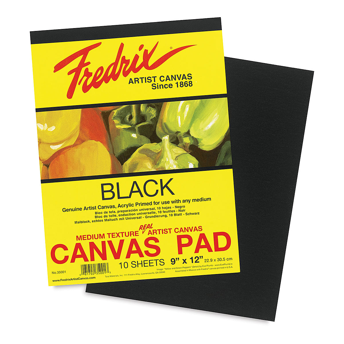 Fredrix 35001 Black Canvas Pad, 10 Sheets, 9 By 12 Inches - Al Masam Stationery LLC Main image