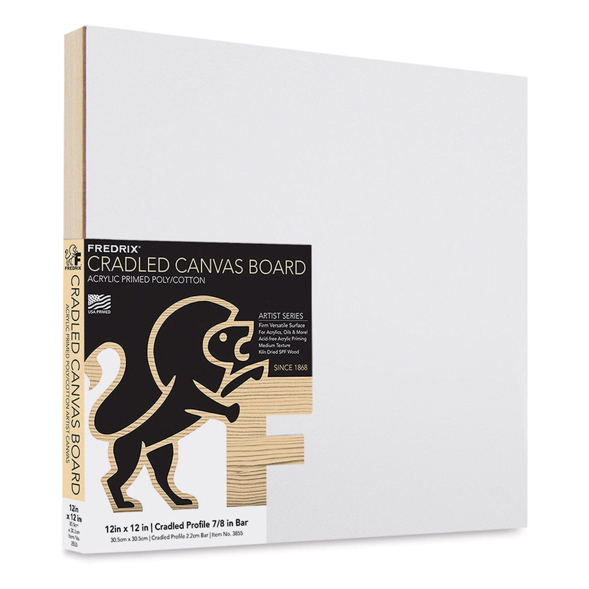 Fredrix CRADLED CANVAS BOARD STANDARD BAR 7/8" (12X12)" - Al Masam Stationery LLC Main image