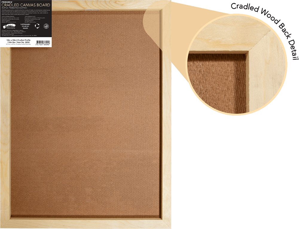 Fredrix CRADLED CANVAS BOARD STANDARD BAR 7/8" (12X12)" - Al Masam Stationery LLC