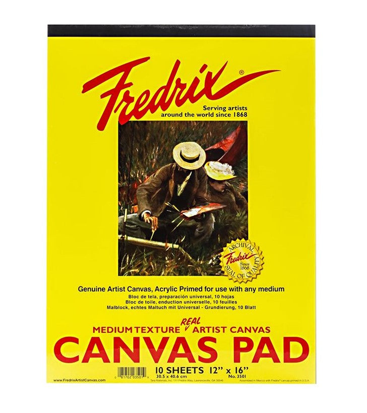 Fredrix Canvas Pads White (12x16)"- 10 Sheets - Al Masam Stationery LLC Main image