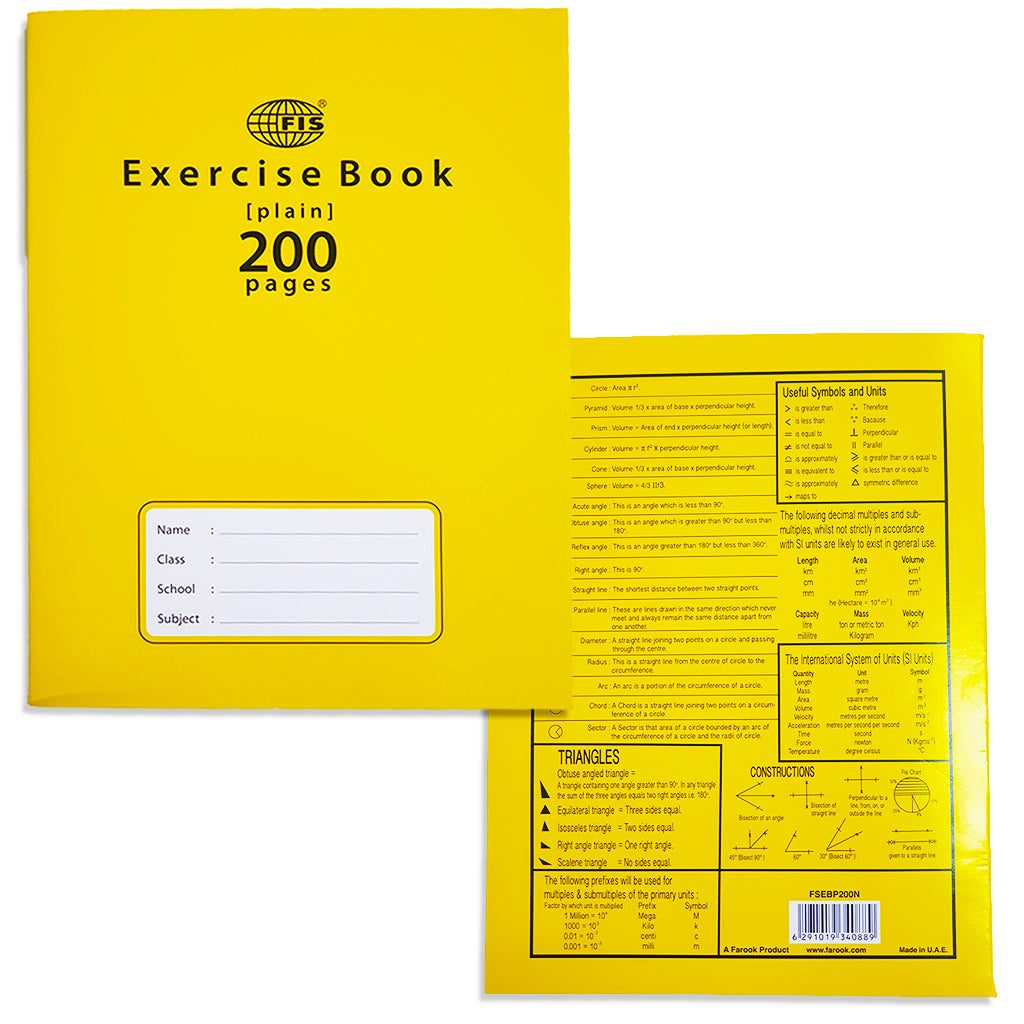 FIS® EXERCISE BOOK 200 PAGES PLAIN - Al Masam Stationery LLC
