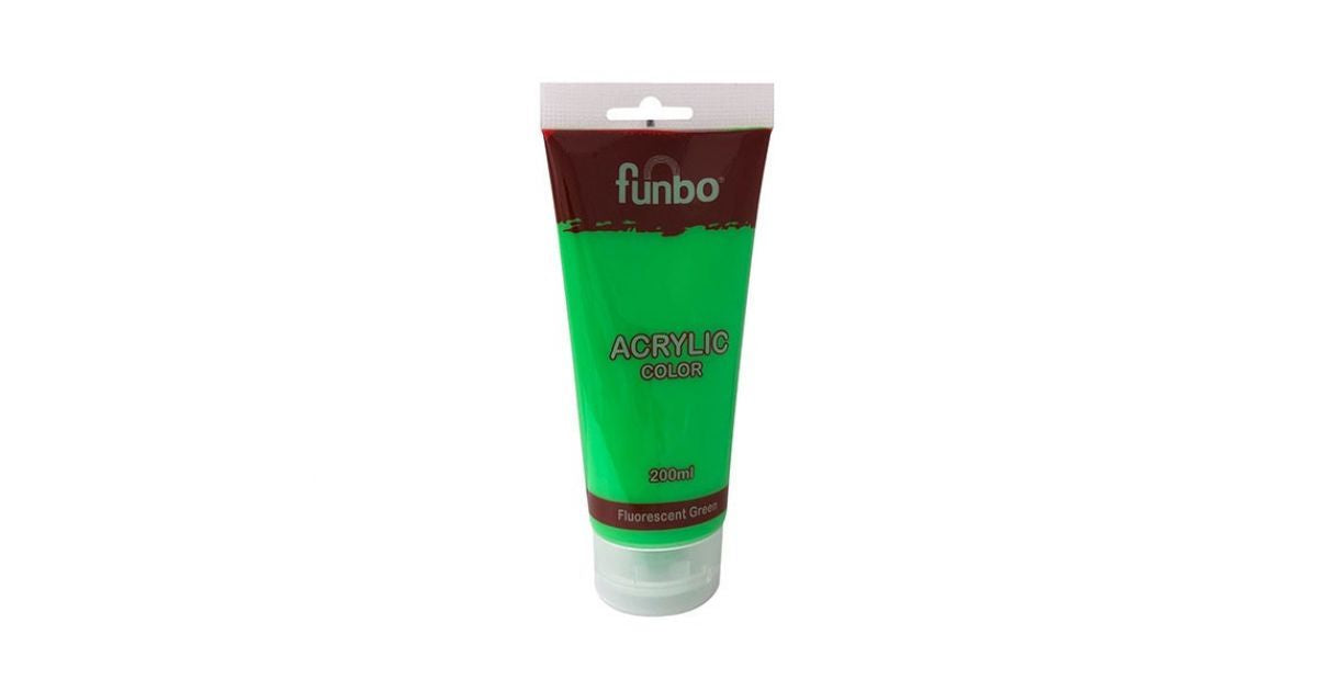 Funbo Acrylic Color Tube 200ml 207 Fluroscent Green - Al Masam Stationery LLC Main image