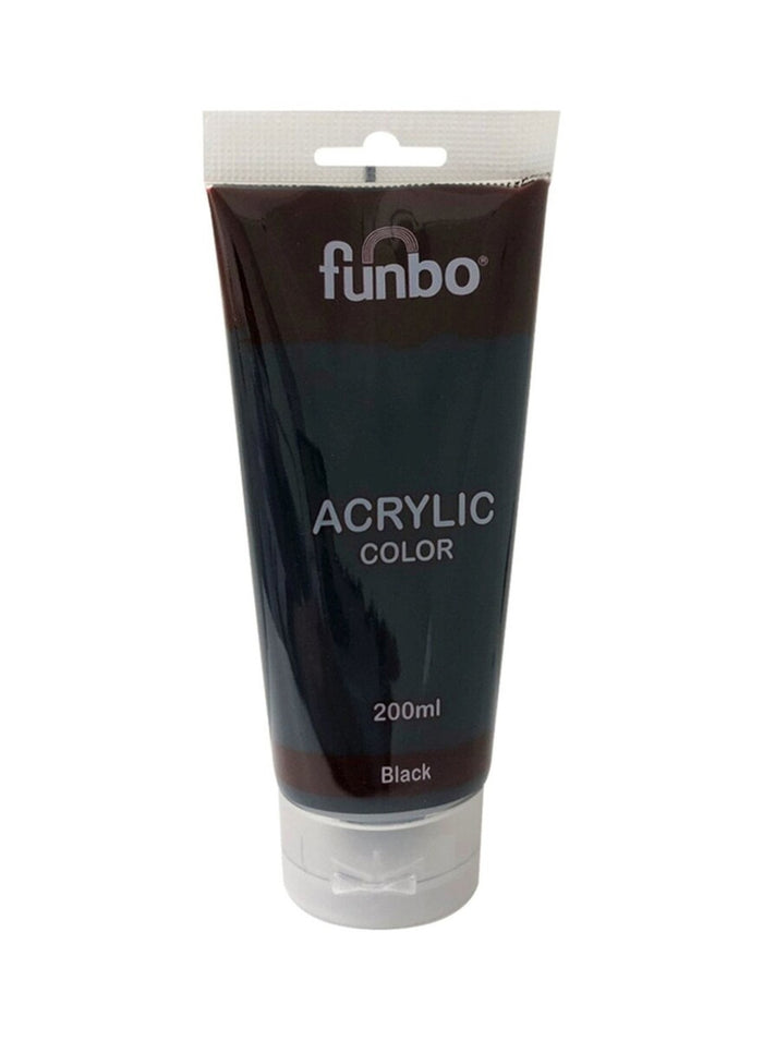 Funbo acrylic color tube in 200ml black, featuring the vibrant black paint from the Funbo acrylic color range.