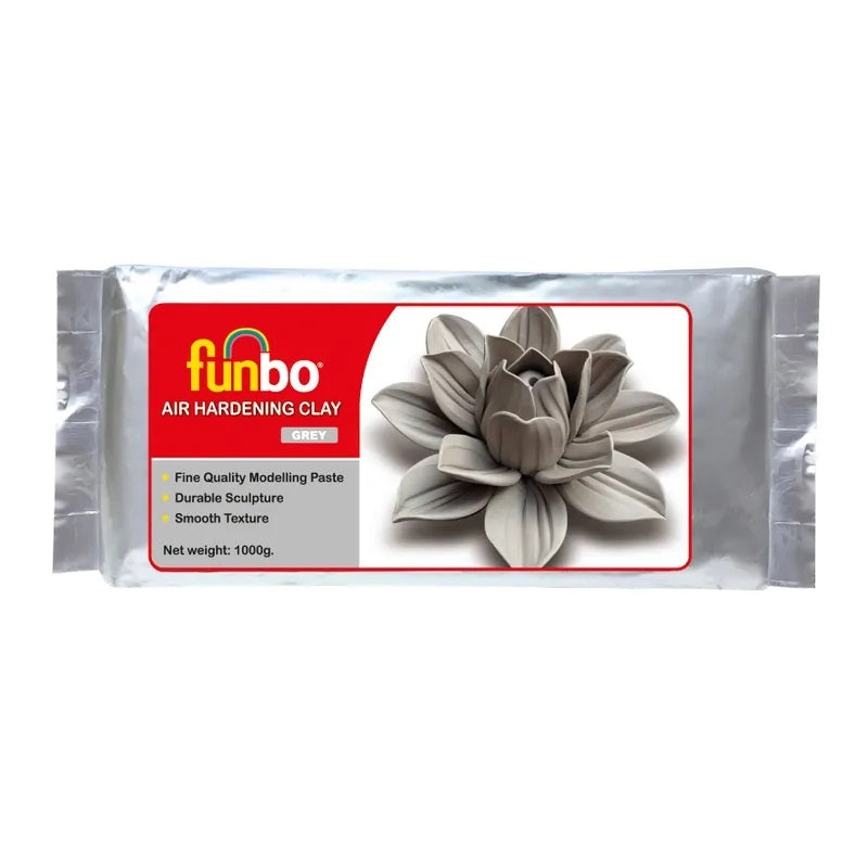 Funbo Air Hardening Clay 1000gms Grey - Al Masam Stationery LLC Main image