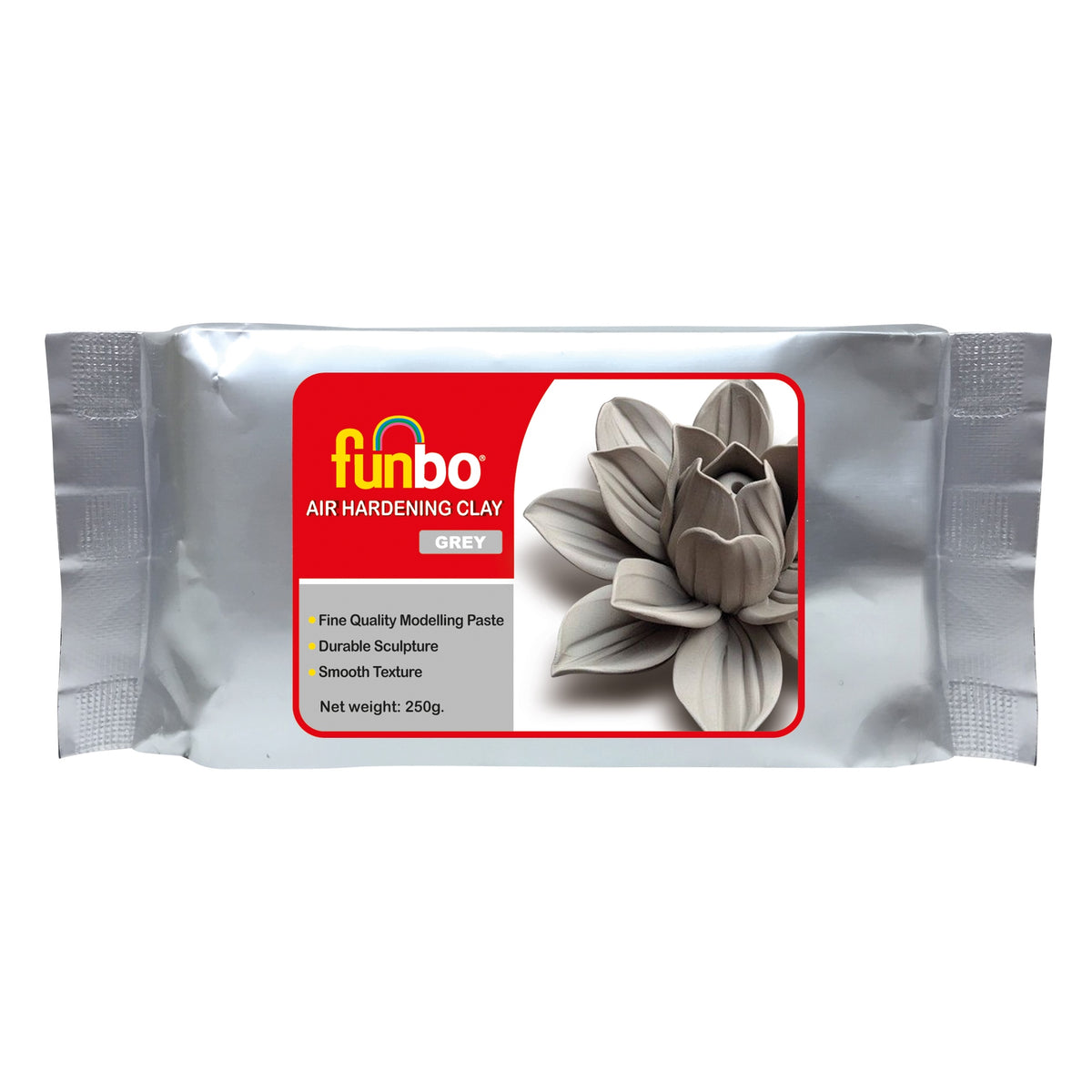 Funbo Air Hardening Clay 250gms Grey - Al Masam Stationery LLC Main image