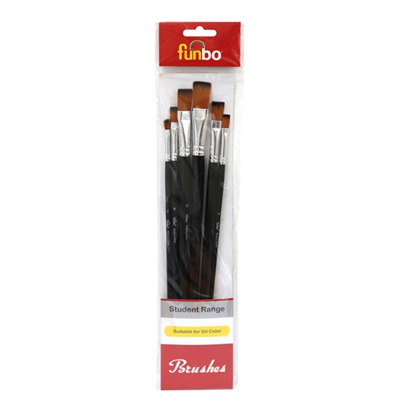 Funbo Brush Multi Purpose Short Flat Set 2,4,6,8,10,12 - Al Masam Stationery LLC Main image
