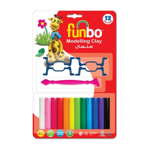Funbo Colour Modelling Clay with 2 Stamp Mould 6 Mould 150g Set - Al Masam Stationery LLC Main image