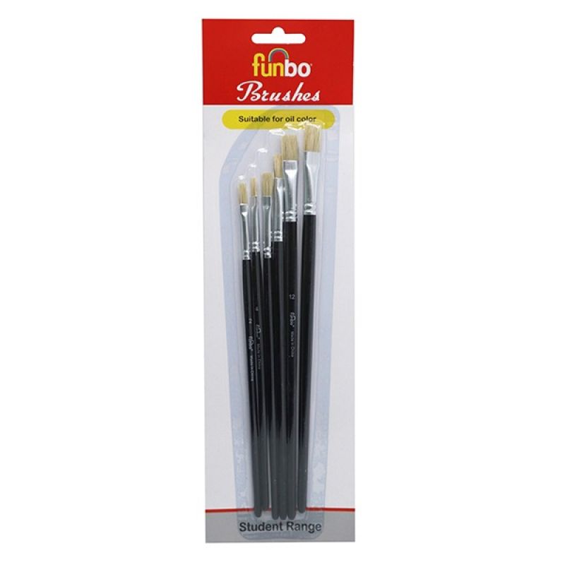 Funbo Oil Color Brush Flat 1-12 - Al Masam Stationery LLC Main image