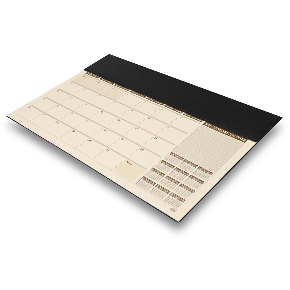 FIS Black PU Flap 490x340mm English-French 2026 Planner - FSDKPEF26BK