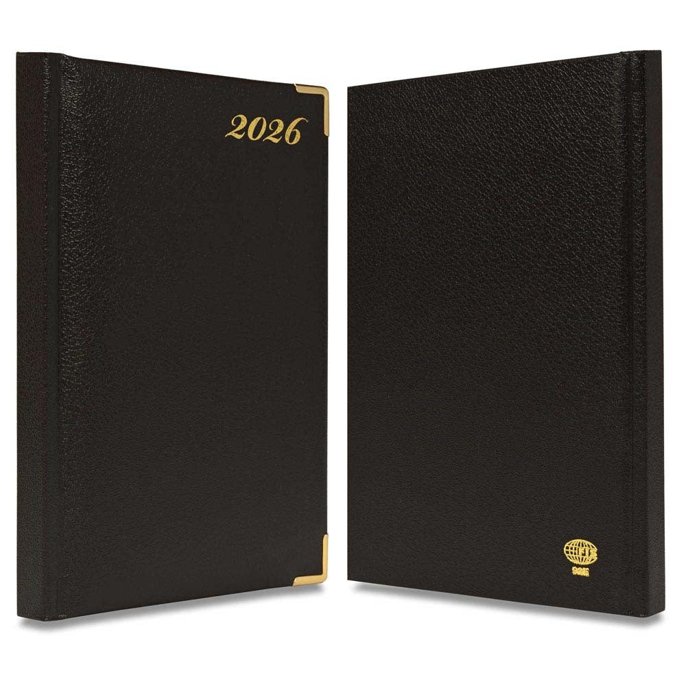 FIS Chocolate A5 Golden Corner Hard Cover Vinyl 2026 Diary-FSDI92E26CH - Al Masam Stationery LLC