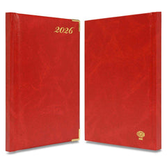 FIS Red A5 Golden Corner Hard Cover Vinyl 2026 Diary-FSDI92E26RE
