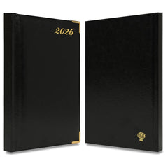 FIS Black A5 Golden Corner Hard Cover Vinyl 2026 Diary-FSDI22E26BK - Al Masam Stationery LLC
