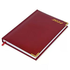 FIS A5 Diary 2024 (English) Golden Bonded Leather, Maroon