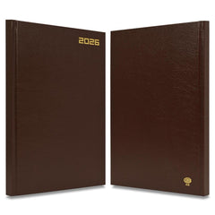 FIS Brown A4 Hard Cover Vinyl 2026 Daily Diary-FSDI41E26BR - Al Masam Stationery LLC