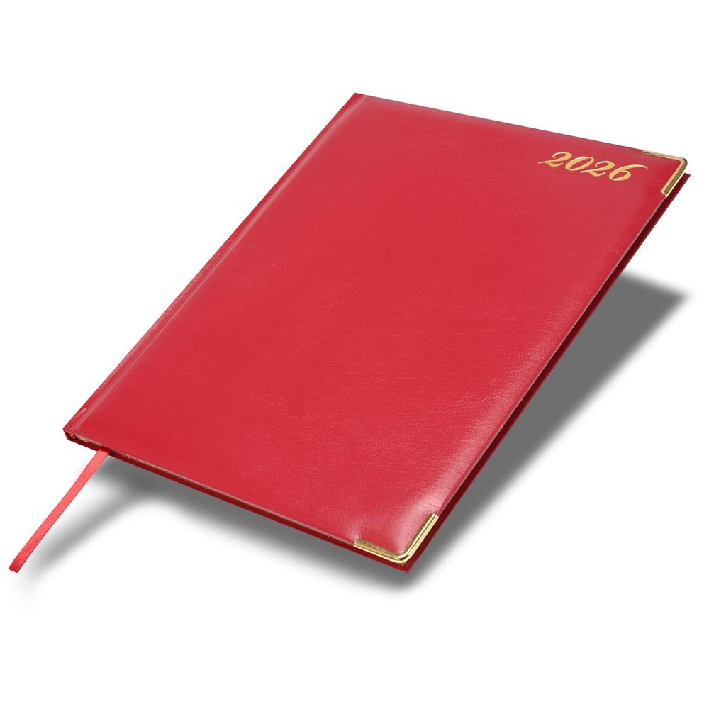 FIS Maroon 210x260mm Gold Corner English-French 2026 Diary-FSDI32EG26MR Main image