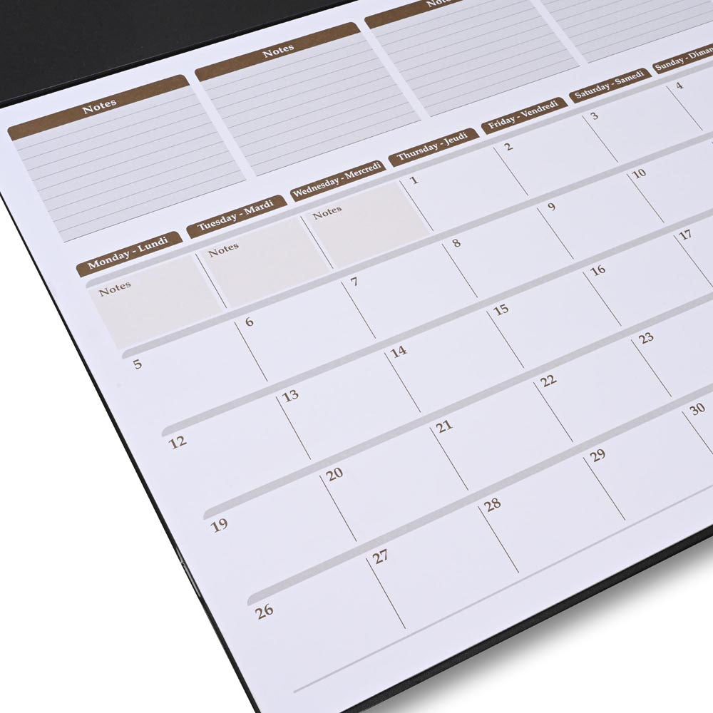FIS Black PVC 490x340mm English-French 2026 Desk Planner - FSDK2EF26BK - Al Masam Stationery LLC