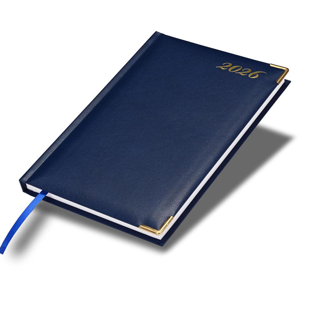 FIS Blue A5 Golden Corner Hard Cover Vinyl 2026 Diary-FSDI22E26BL