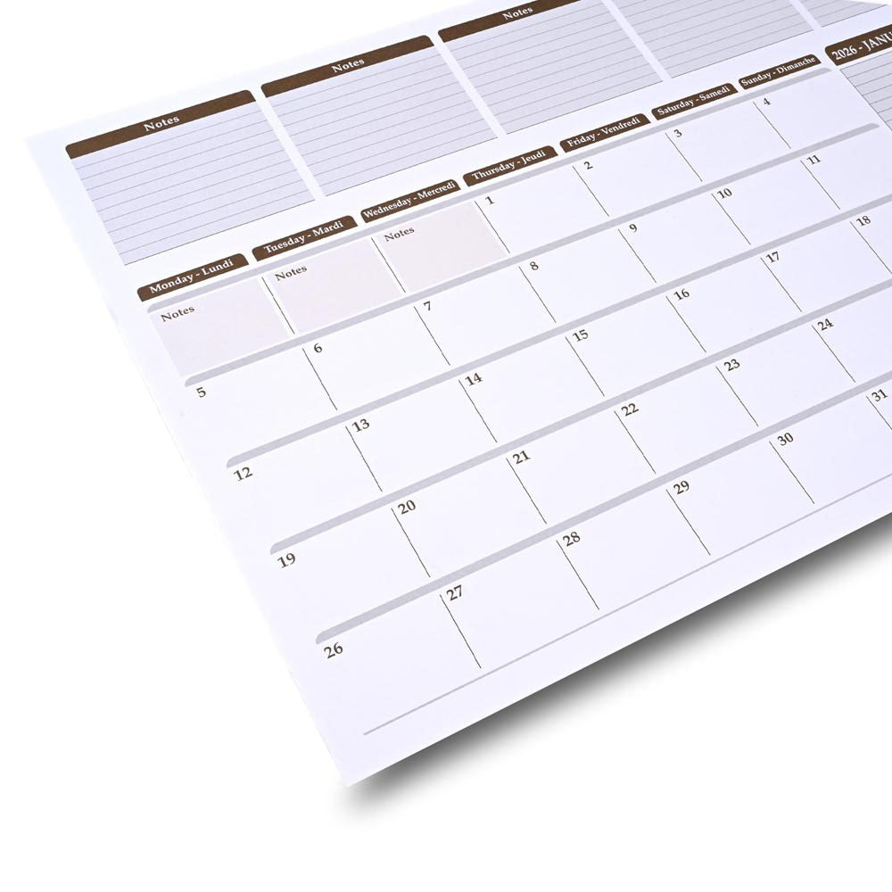 FIS 490x340mm English-French 2026 Desk Calendar Refill - FSDKREF26 - Al Masam Stationery LLC
