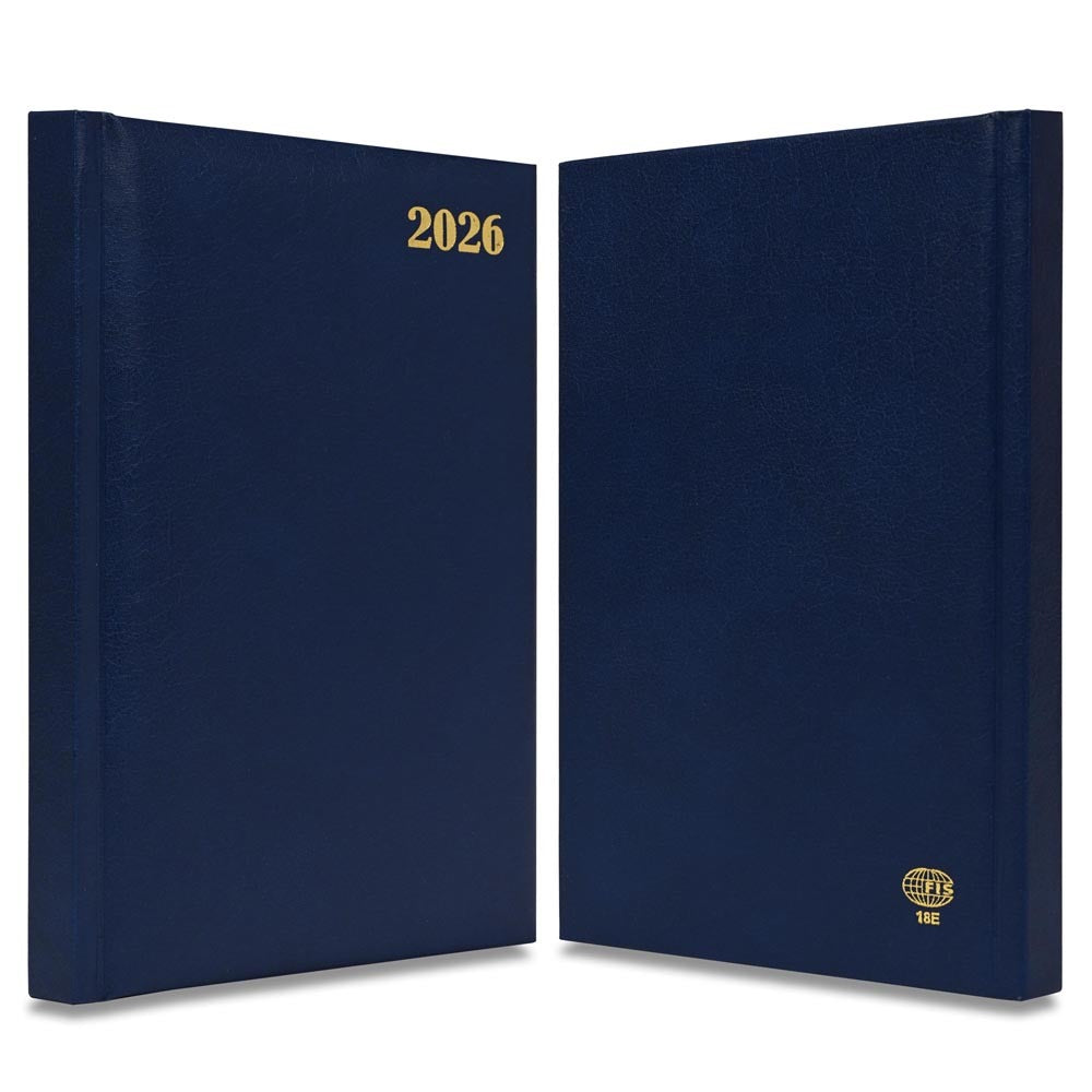 FIS Blue A5 Padded Hard Cover Vinyl 2026 Diary-FSDI18E26BL - FSDI18E26BL - Al Masam Stationery LLC